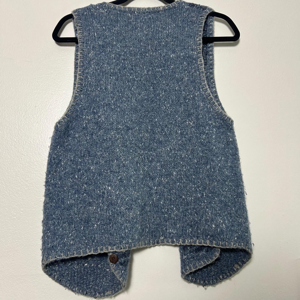 Vintage 90's/y2k blue Patchwork Daisy V-Neck Button Vest - Picture 4 of 8